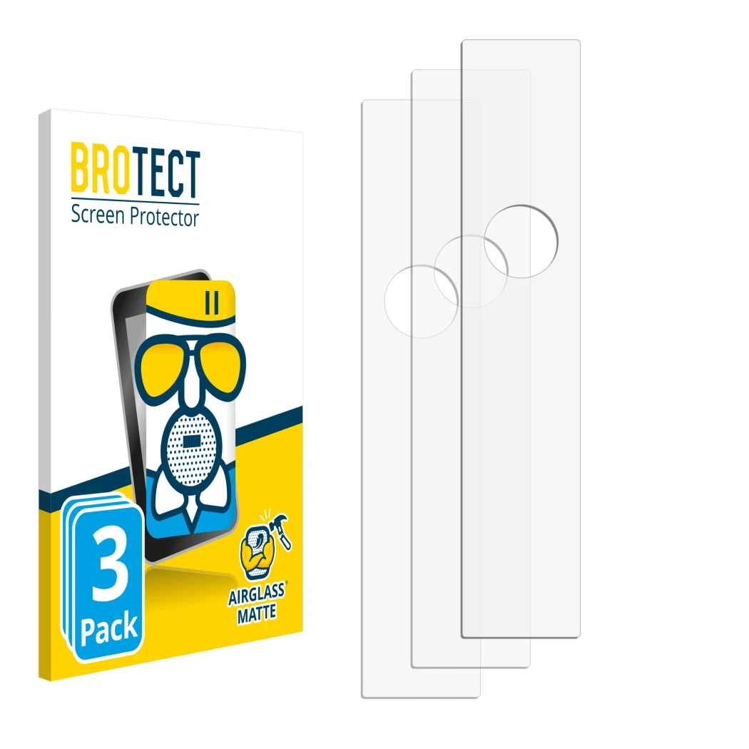 Front side of a product packaging with the brand logo BROTECT. Next to it is the corresponding screen protector.
