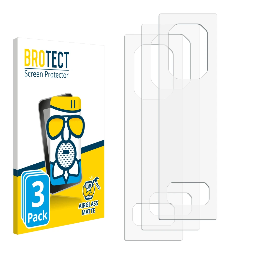 Front side of a product packaging with the brand logo BROTECT. Next to it is the corresponding screen protector.