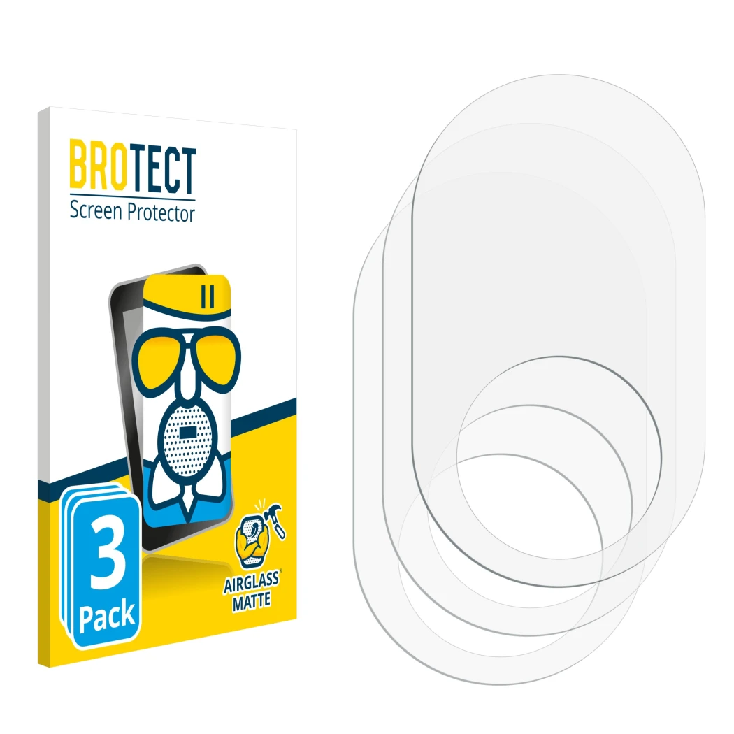 Front side of a product packaging with the brand logo BROTECT. Next to it is the corresponding screen protector.