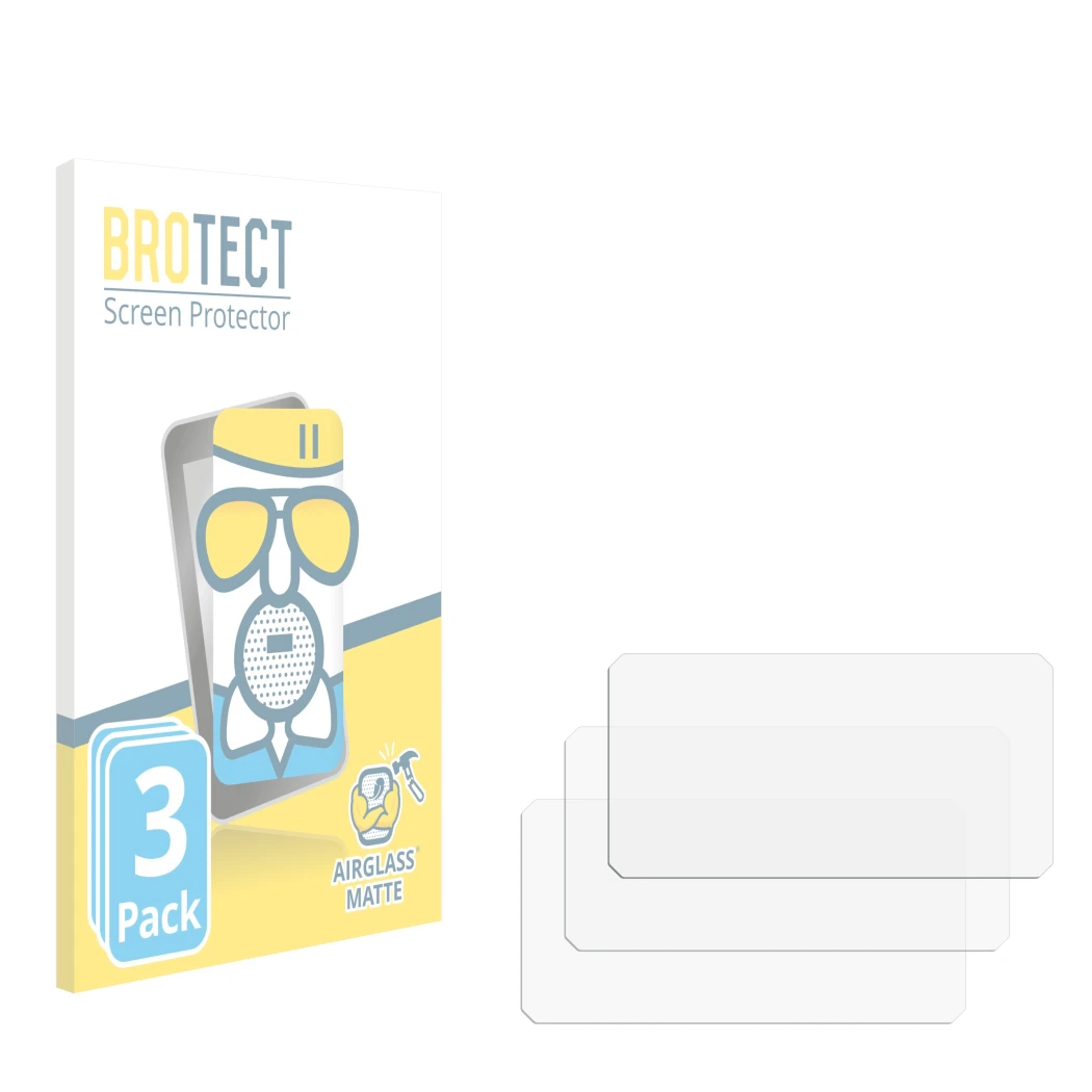 Front side of a product packaging with the brand logo BROTECT. Next to it is the corresponding screen protector.