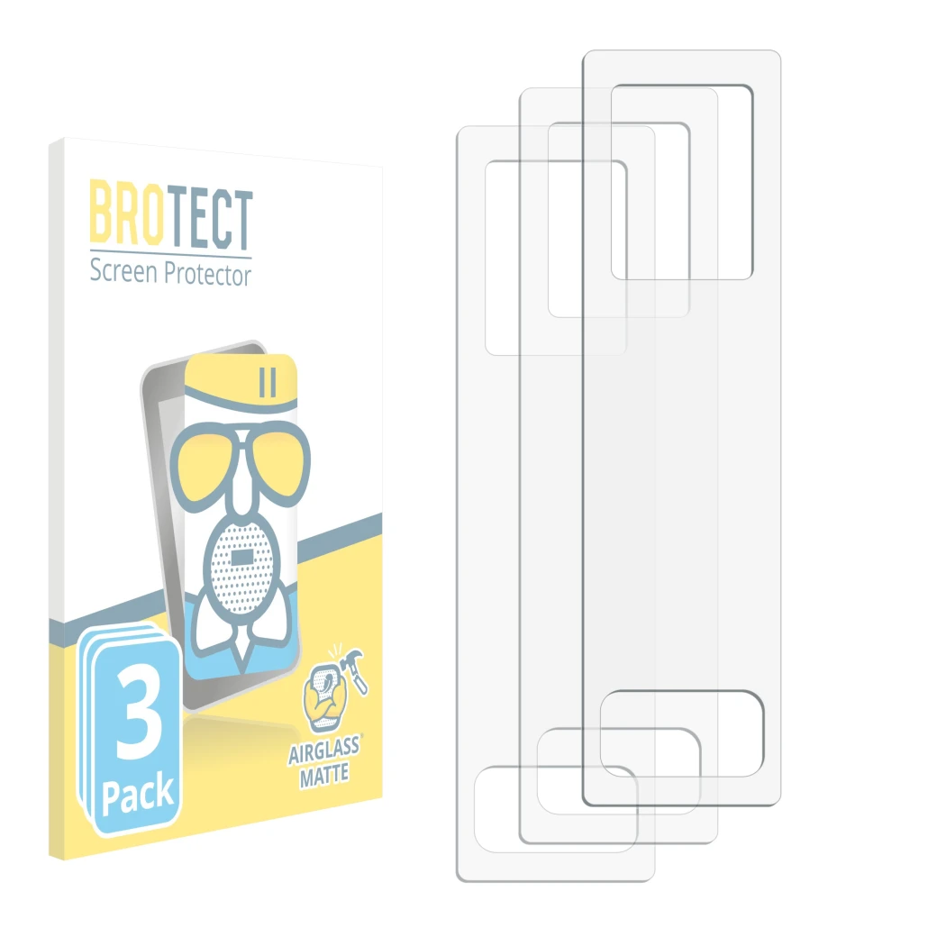 Front side of a product packaging with the brand logo BROTECT. Next to it is the corresponding screen protector.