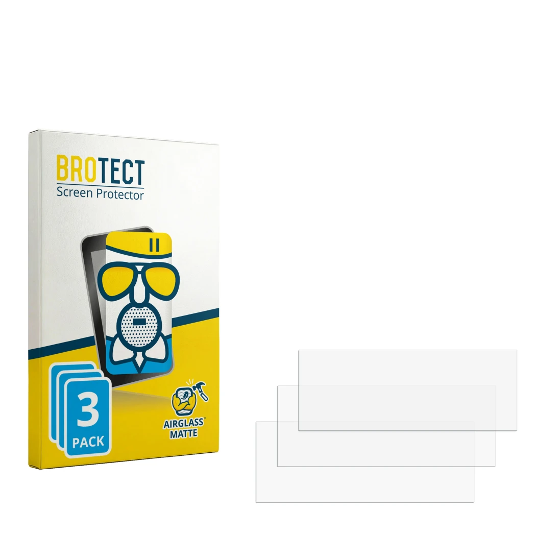 Front side of a product packaging with the brand logo BROTECT. Next to it is the corresponding screen protector.