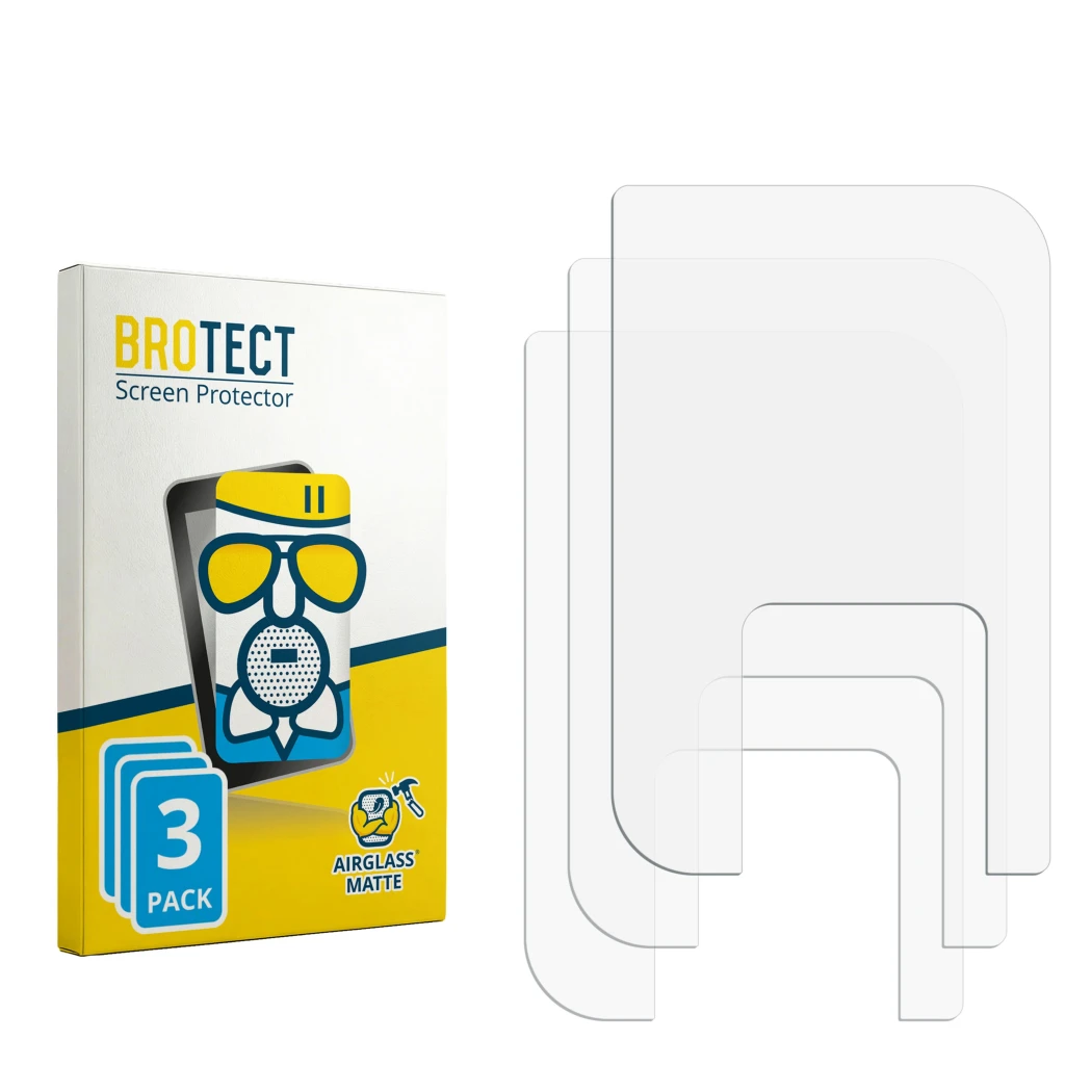 Front side of a product packaging with the brand logo BROTECT. Next to it is the corresponding screen protector.