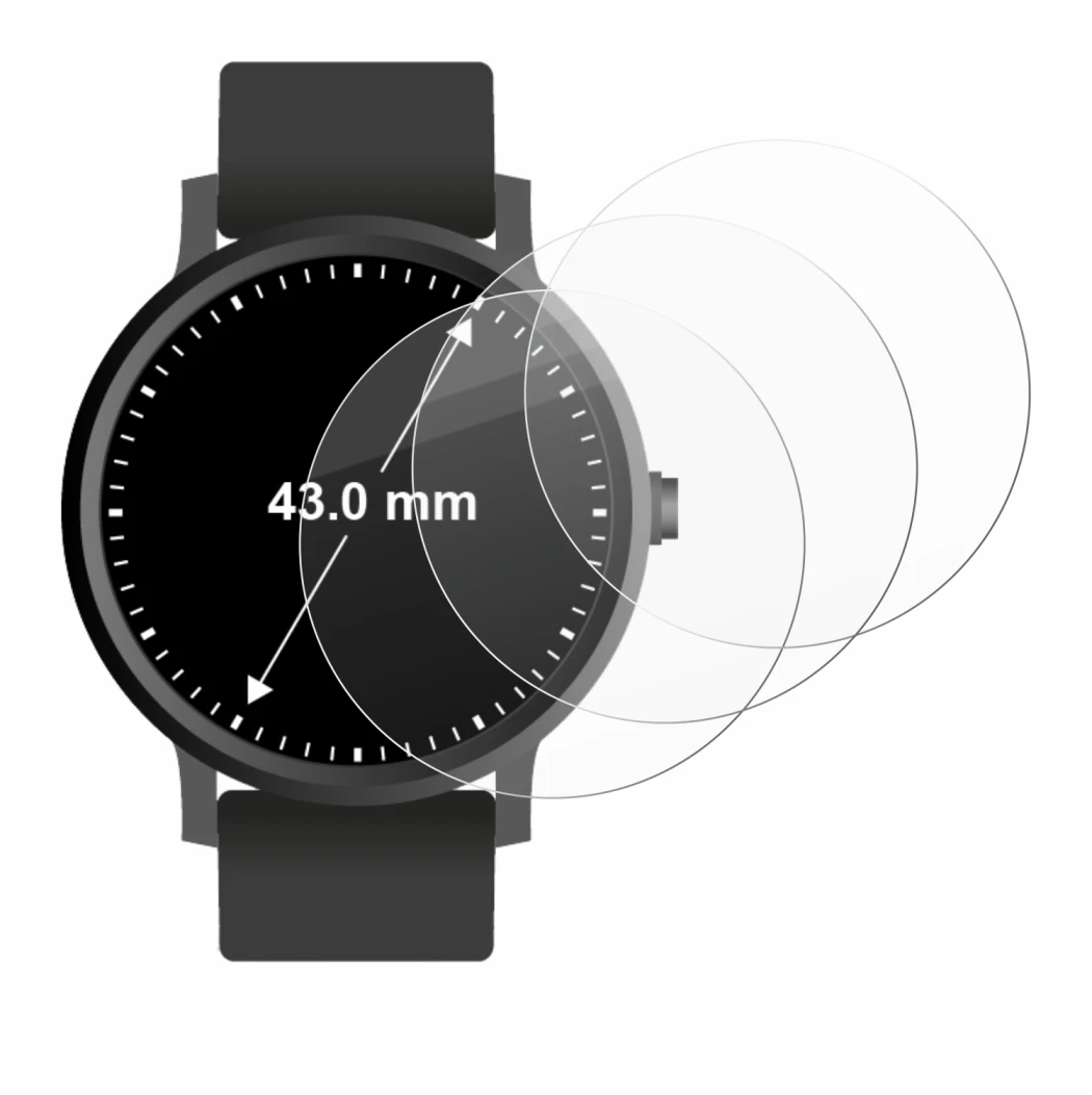 Image of the device Watches (Circular, ø: 43 mm) with a wide variety of screen protectors.