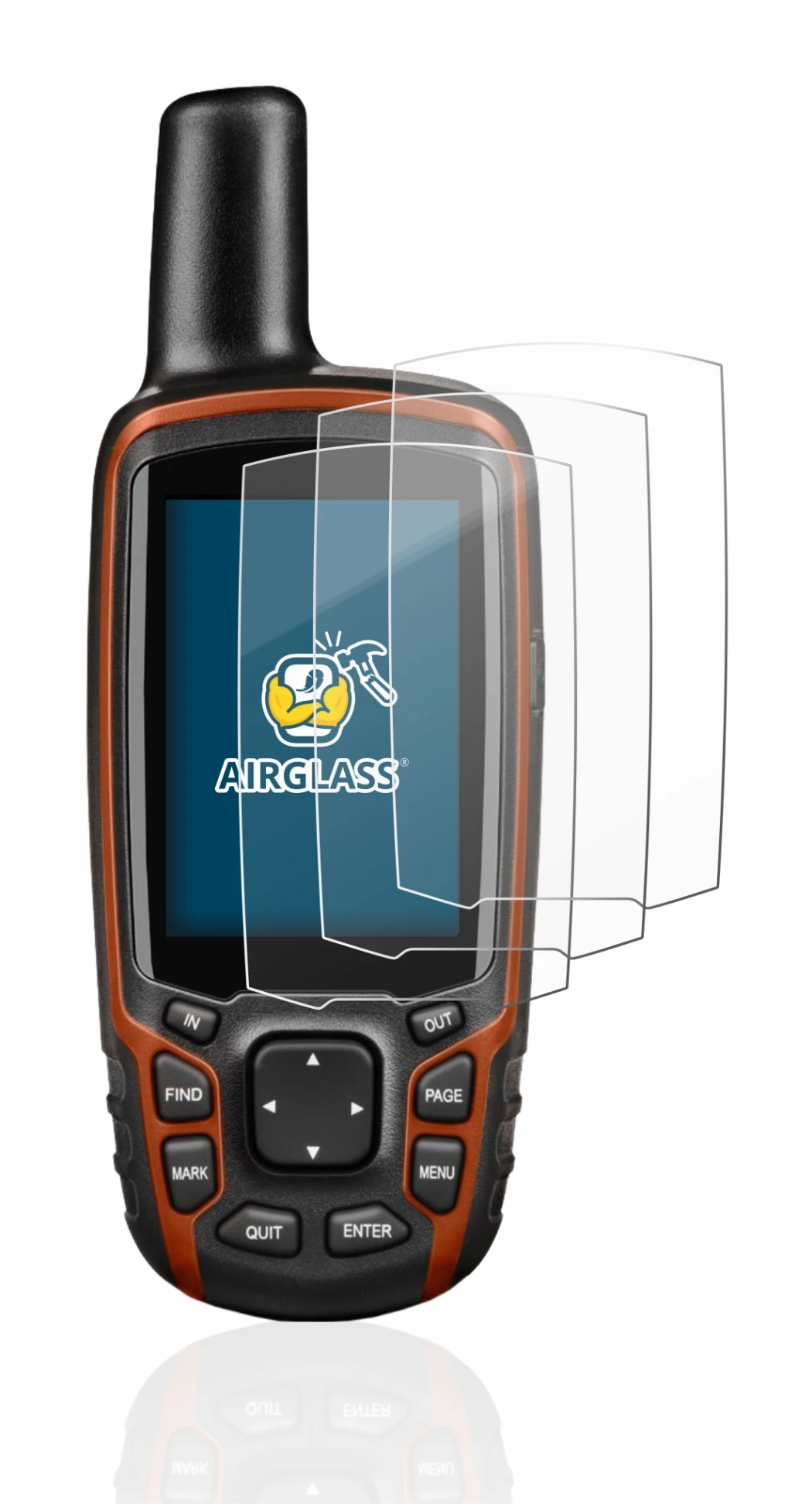 Image of the device Garmin GPSMAP 64s with a wide variety of screen protectors.