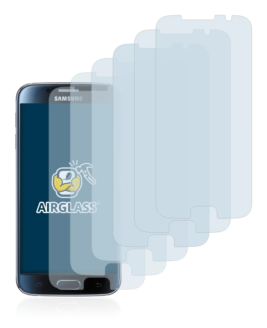 Image of the device Samsung Galaxy S6 with a wide variety of screen protectors.