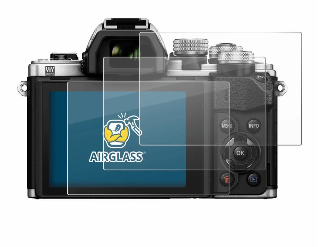 Image of the device Olympus OM-D E-M10 Mark II with a wide variety of screen protectors.