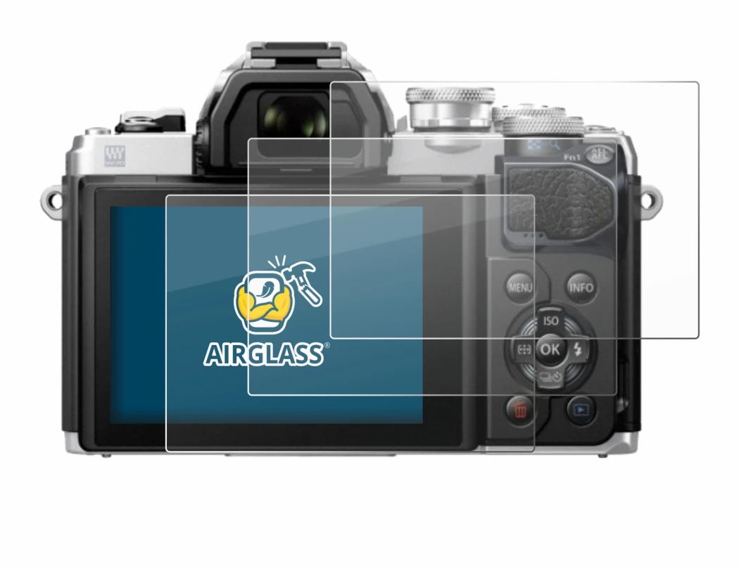 Image of the device Olympus OM-D E-M10 Mark III with a wide variety of screen protectors.