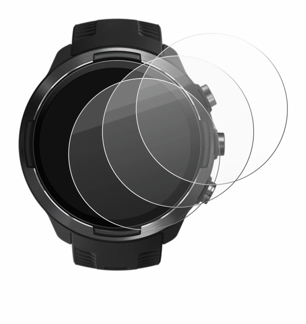 Image of the device Suunto 9 with a wide variety of screen protectors.
