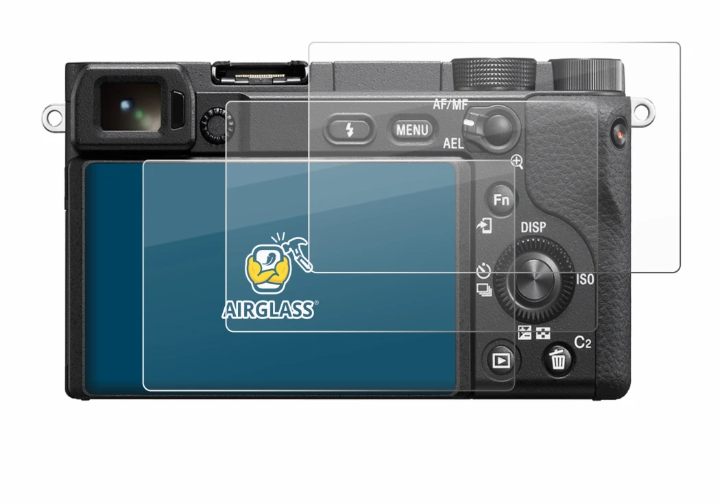 Image of the device Sony Alpha 6400 with a wide variety of screen protectors.