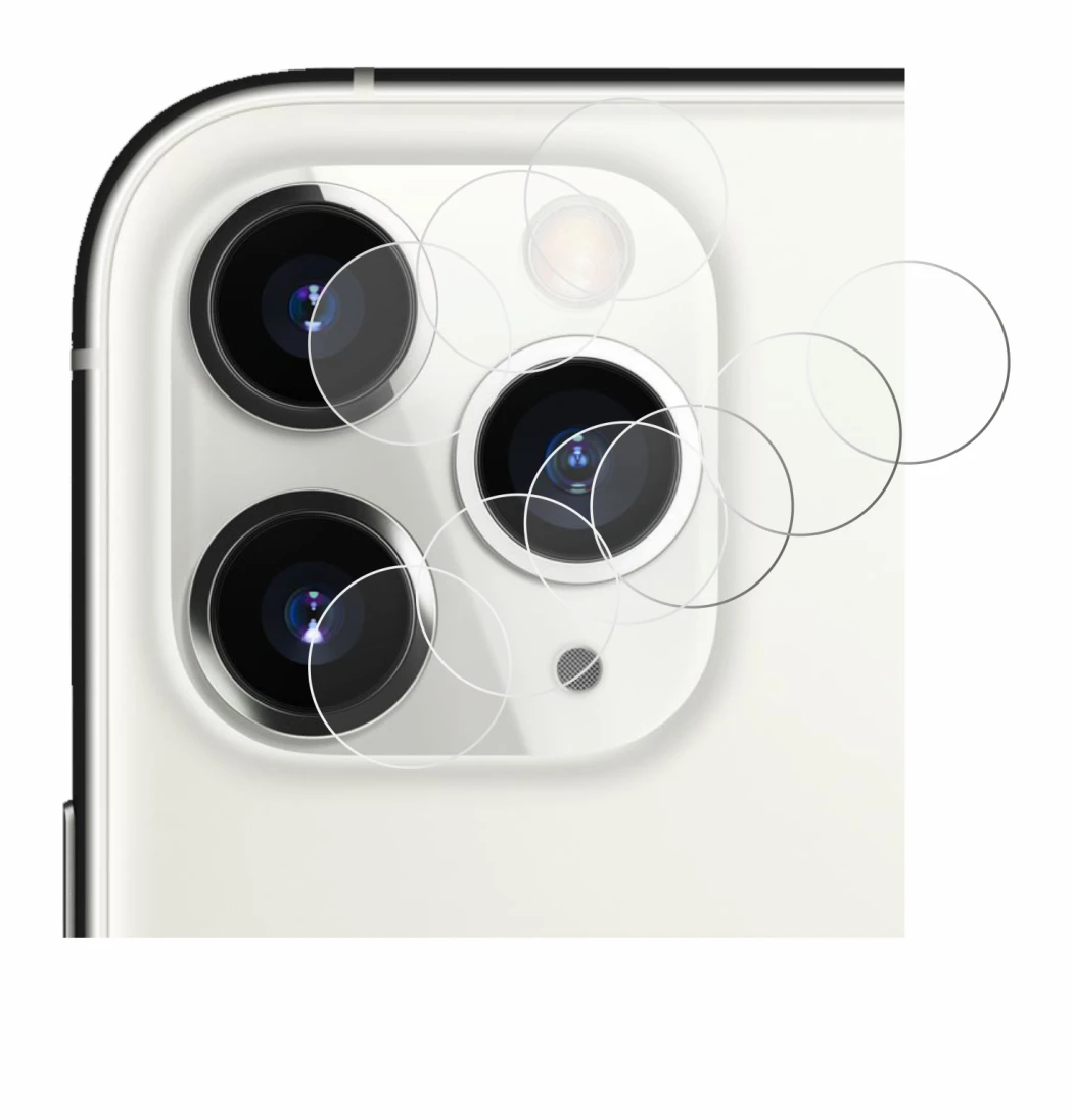 Image of the device Apple iPhone 11 Pro (ONLY Camera Lens) with a wide variety of screen protectors.