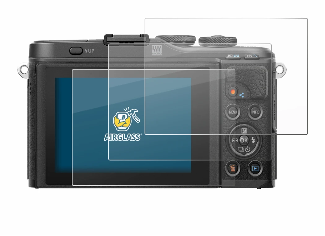 Image of the device Olympus PEN E-PL10 with a wide variety of screen protectors.