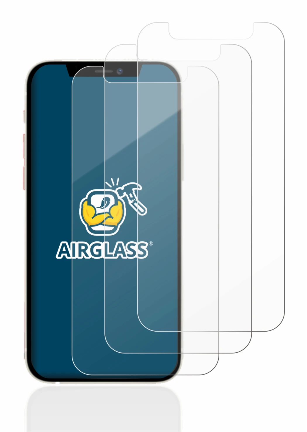 Image of the device Apple iPhone 12 mini with a wide variety of screen protectors.