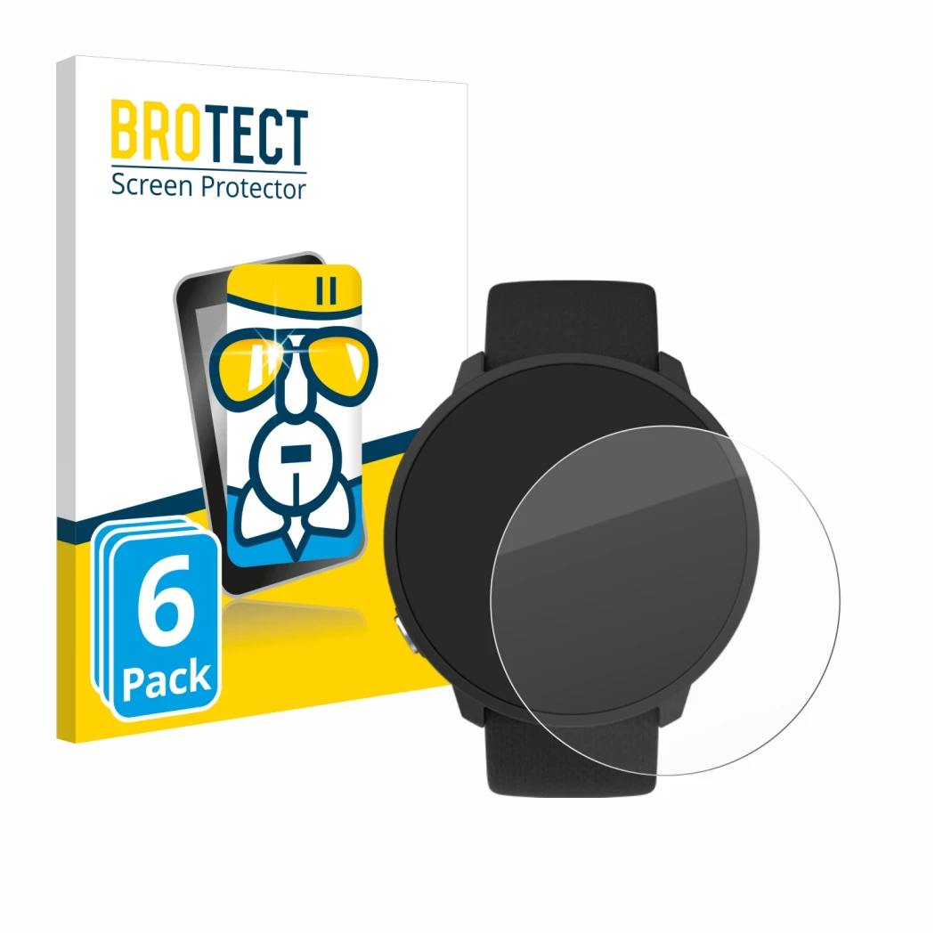 Front side of a product packaging with the brand logo BROTECT. Next to it is the device Polar Unite shown with the correspondi