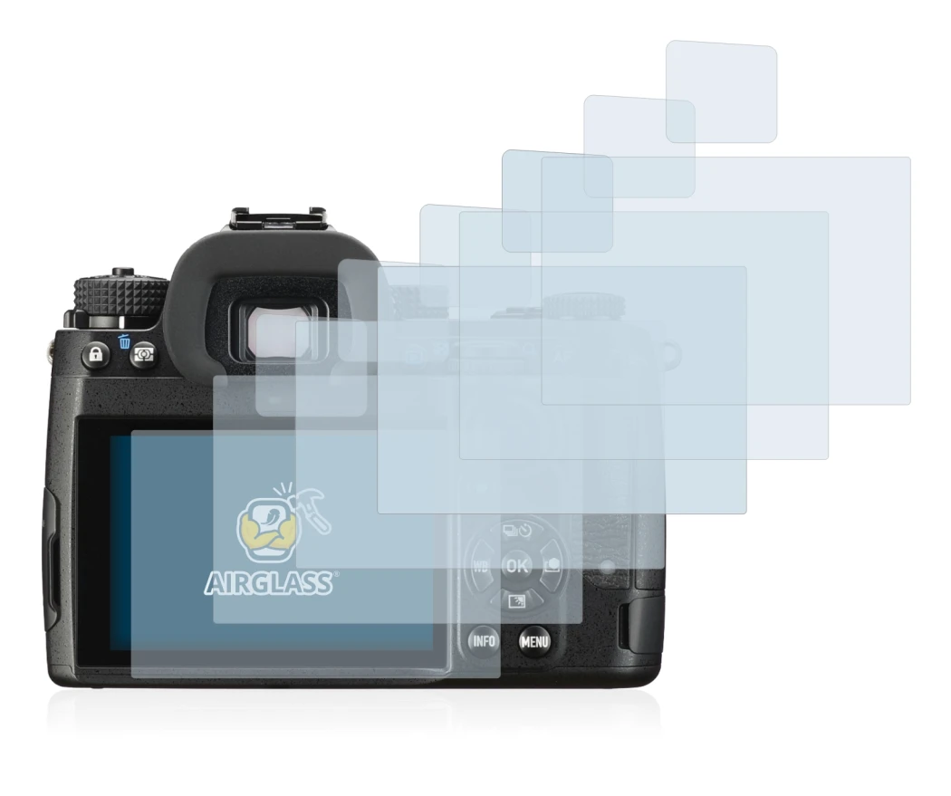 Image of the device Pentax K-3 Mark III with a wide variety of screen protectors.