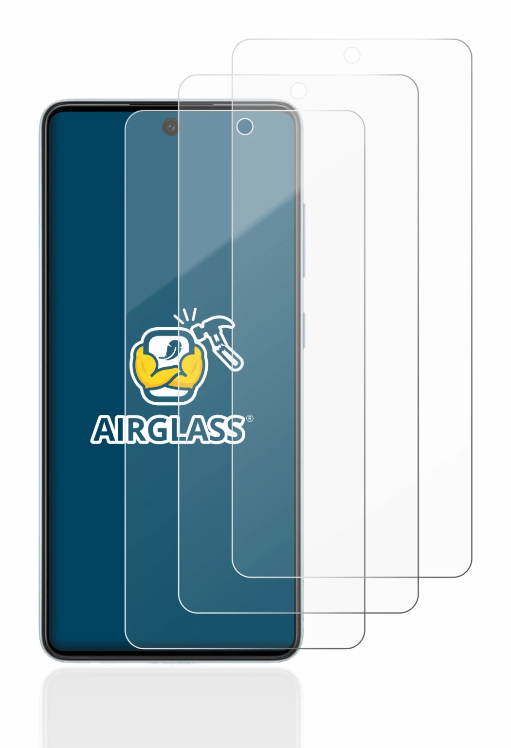 Image of the device Samsung Galaxy A52 5G with a wide variety of screen protectors.