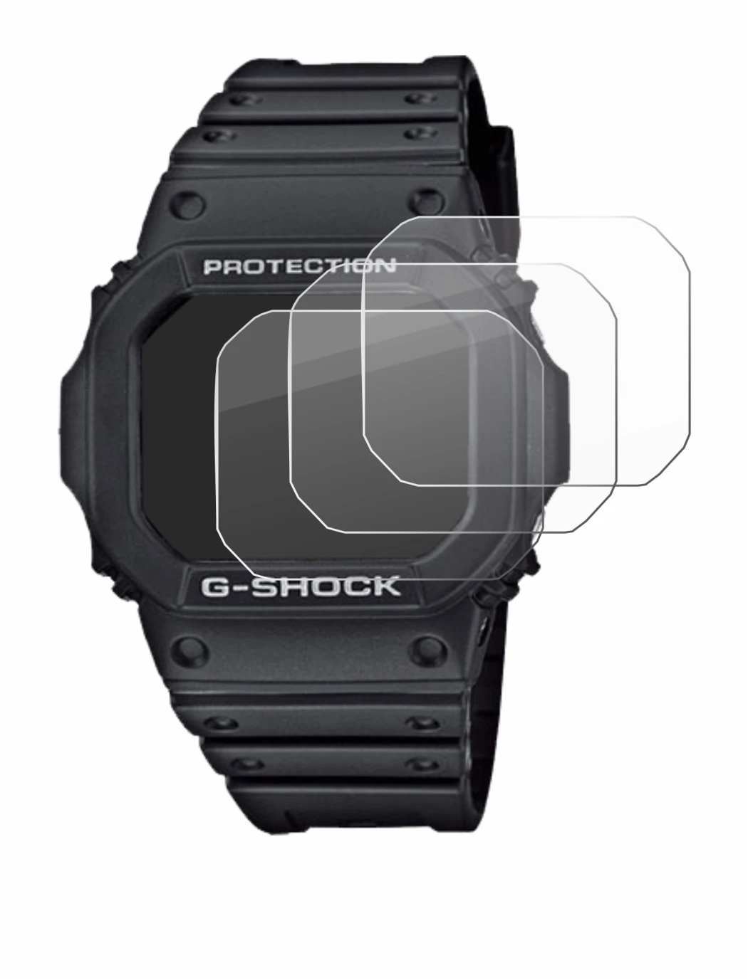 Image of the device Casio G-Shock GW-M5610-1ER with a wide variety of screen protectors.