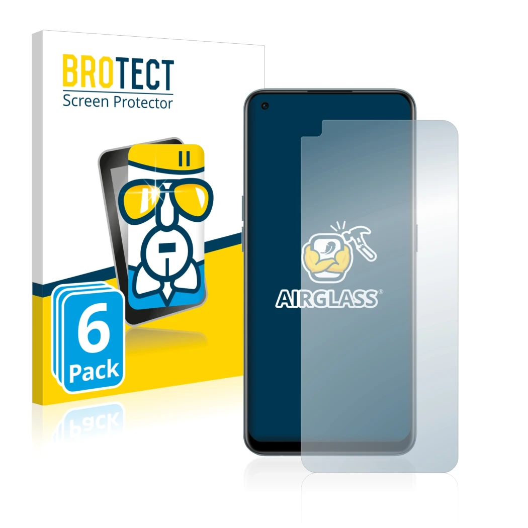 Front side of a product packaging with the brand logo BROTECT. Next to it is the device OnePlus Nord CE 2 5G shown with the co