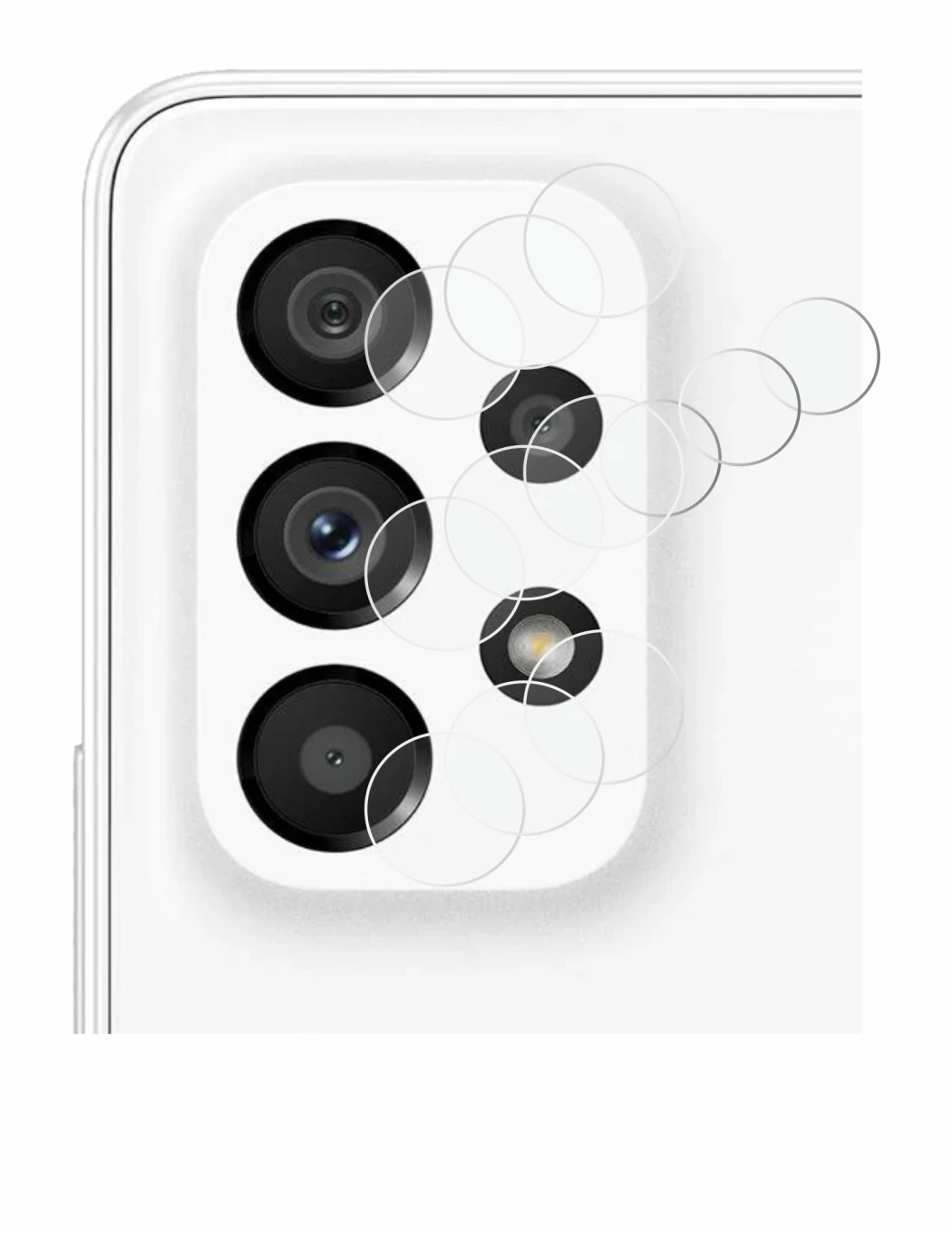 Image of the device Samsung Galaxy A53 5G (ONLY Camera Lens) with a wide variety of screen protectors.