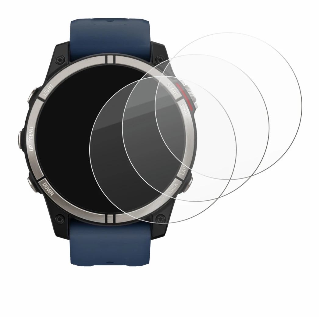 Image of the device Garmin quatix 7 with a wide variety of screen protectors.