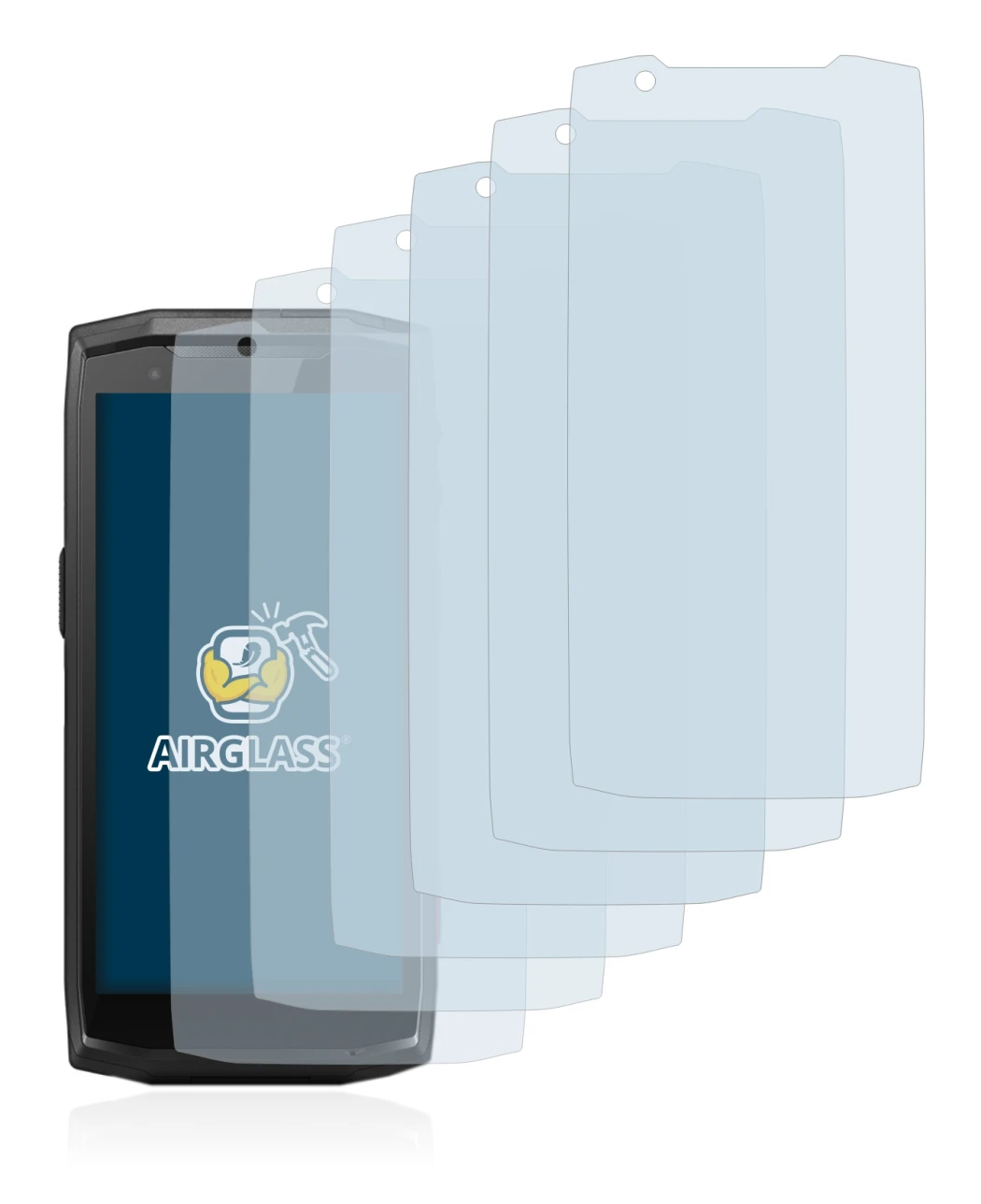Image of the device Crosscall Core-M5 with a wide variety of screen protectors.