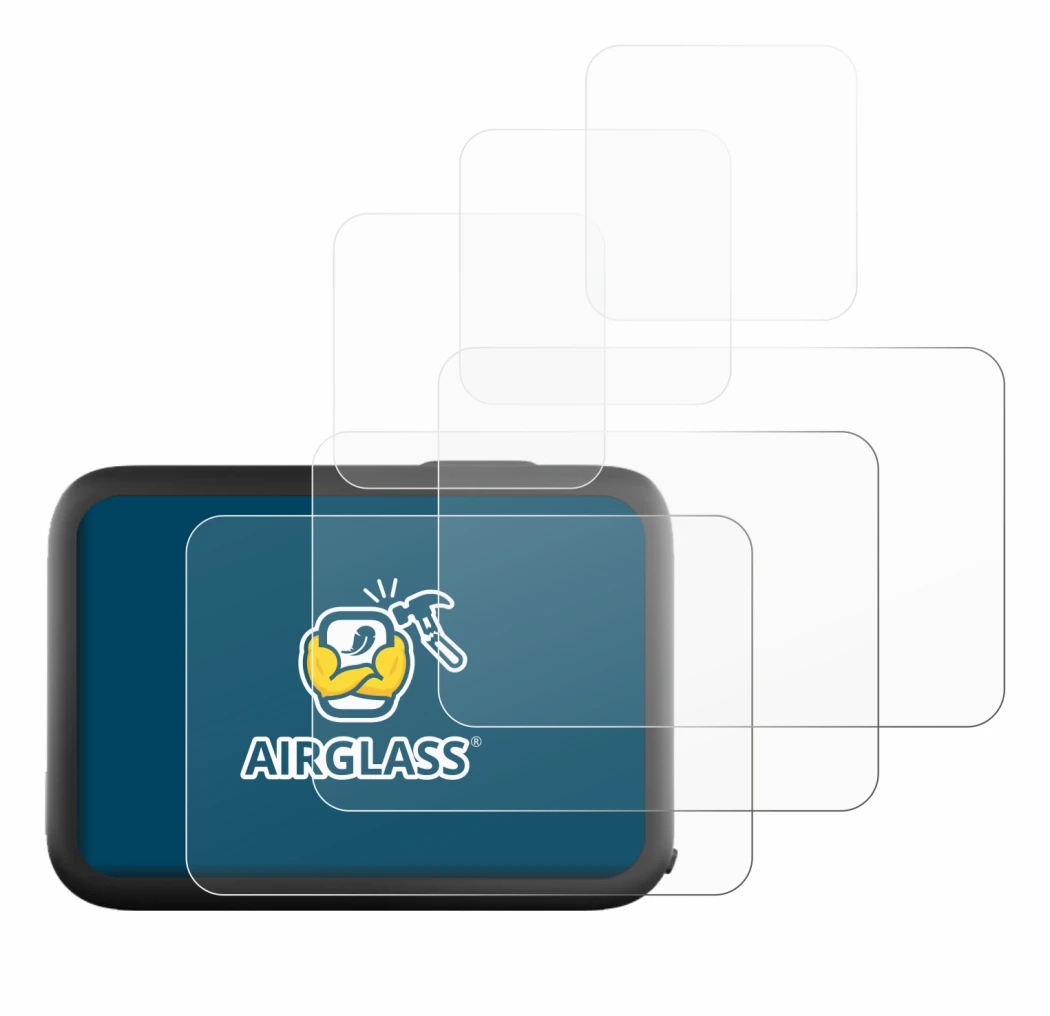 Image of the device GoPro Hero 11 Black with a wide variety of screen protectors.