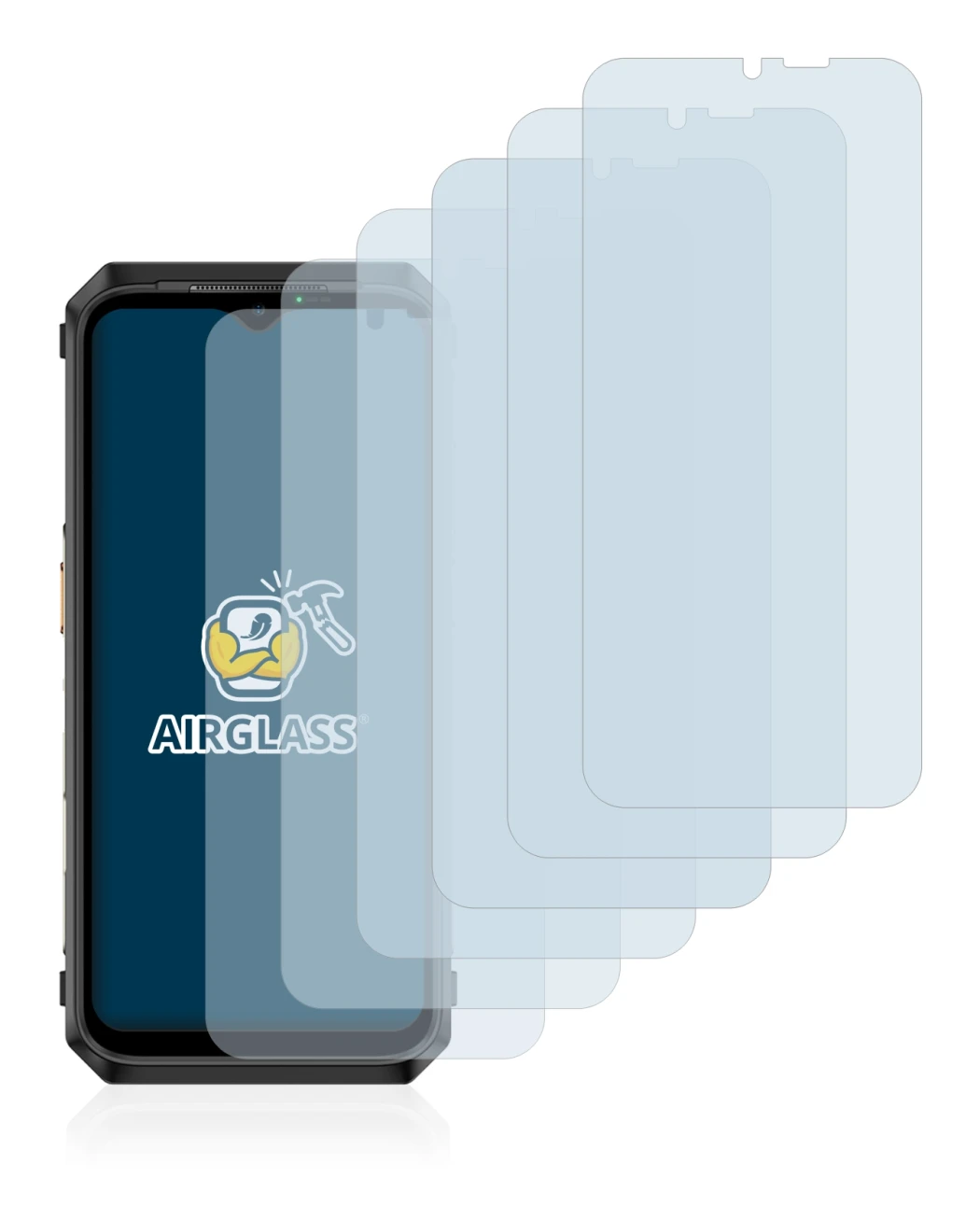 Image of the device Ulefone Power Armor 18T with a wide variety of screen protectors.