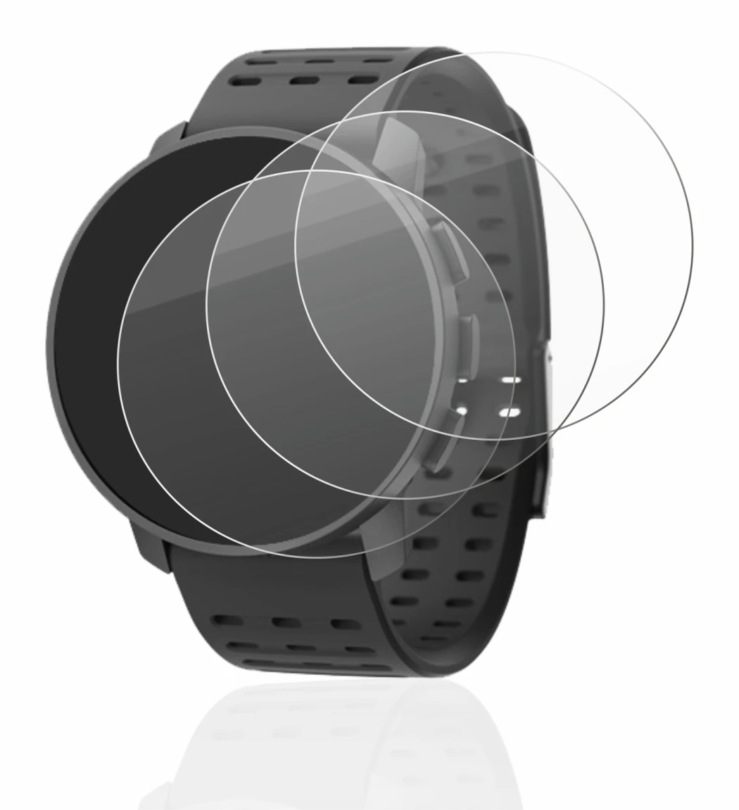 Image of the device Suunto 9 Peak Pro with a wide variety of screen protectors.