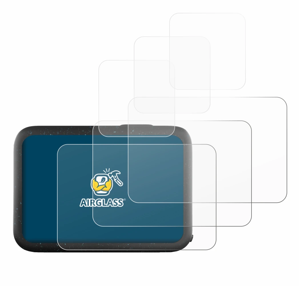 Image of the device GoPro Hero 12 Black with a wide variety of screen protectors.