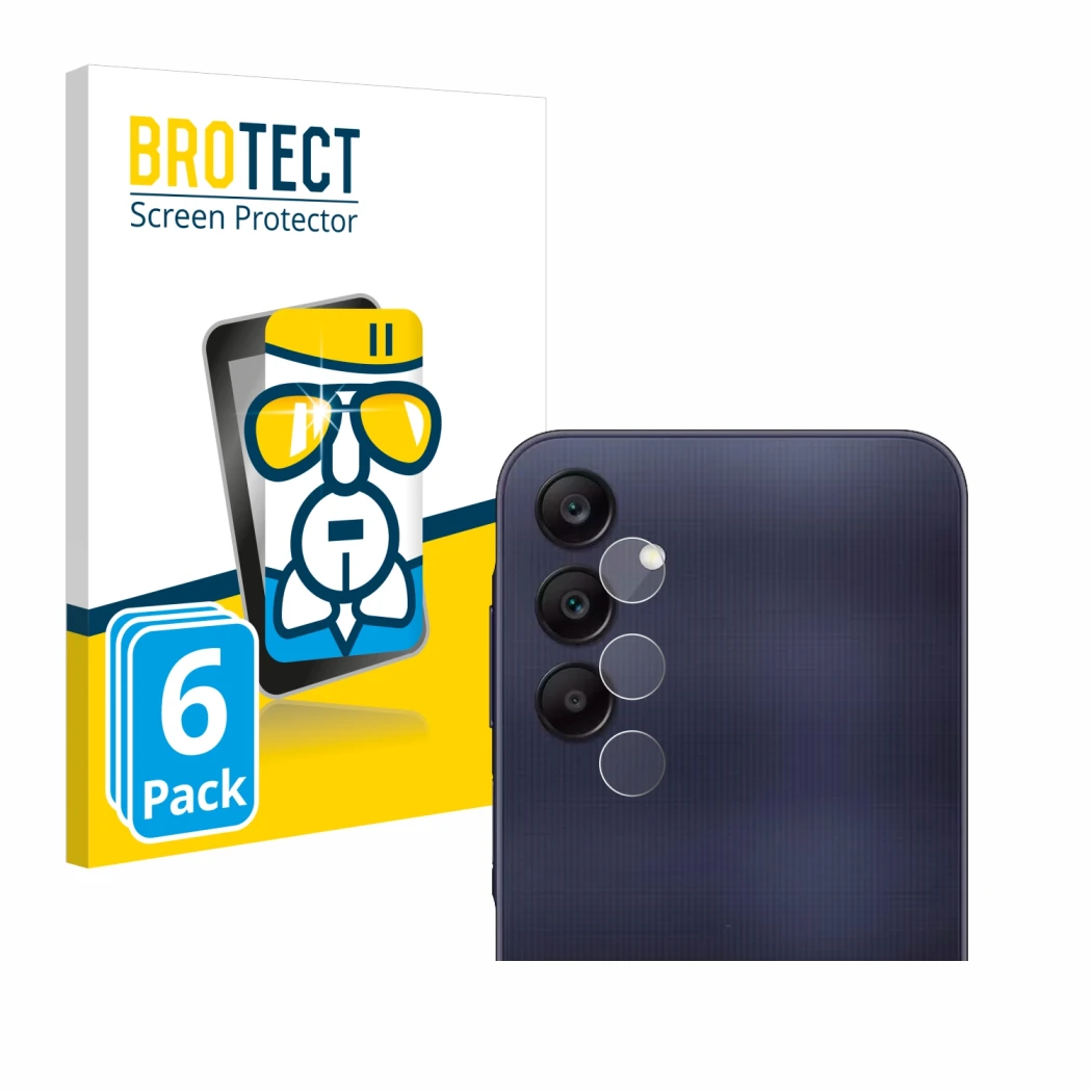 Front side of a product packaging with the brand logo BROTECT. Next to it is the device Samsung Galaxy A25 5G (ONLY Camera) sh