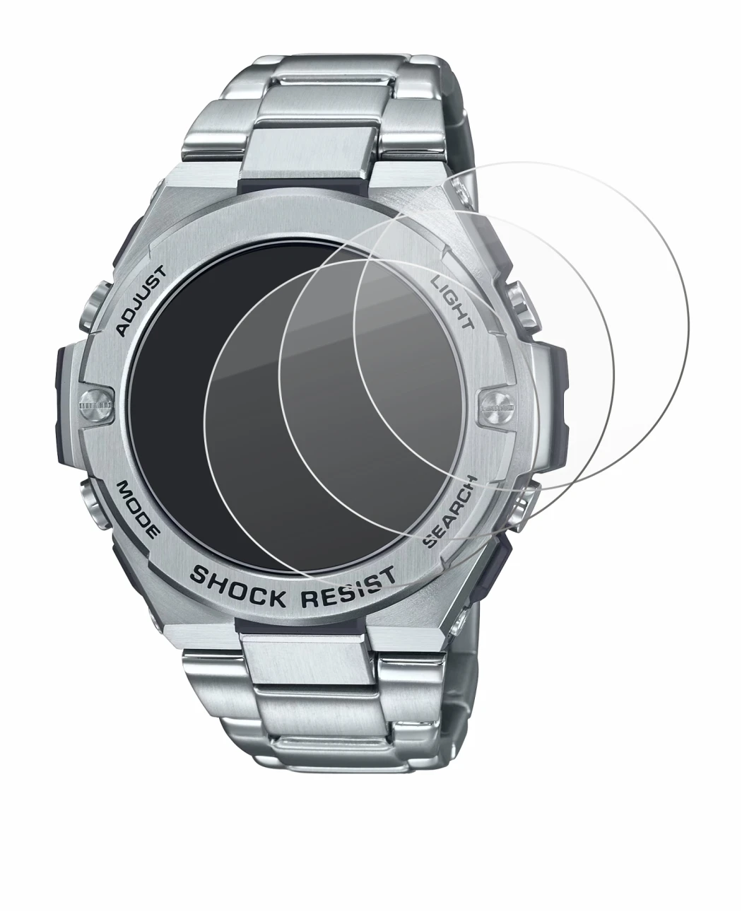Image of the device Casio G-Shock GST-B500D-1A with a wide variety of screen protectors.