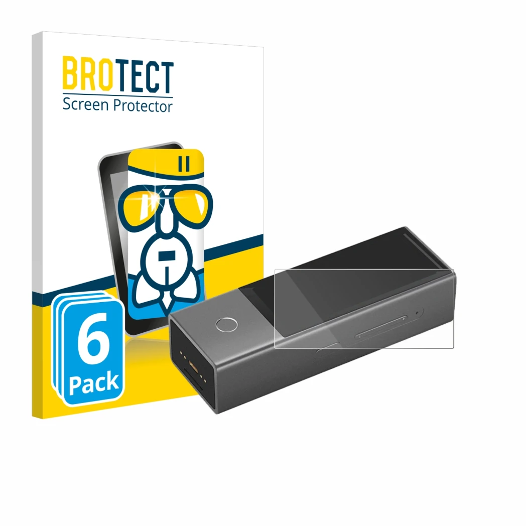 Front side of a product packaging with the brand logo BROTECT. Next to it is the device Timekettle X1 shown with the correspon