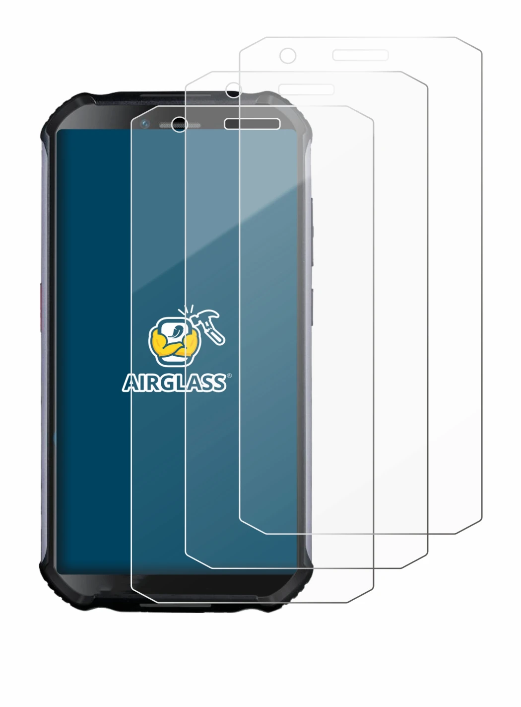 Image of the device Doogee S41 Plus with a wide variety of screen protectors.