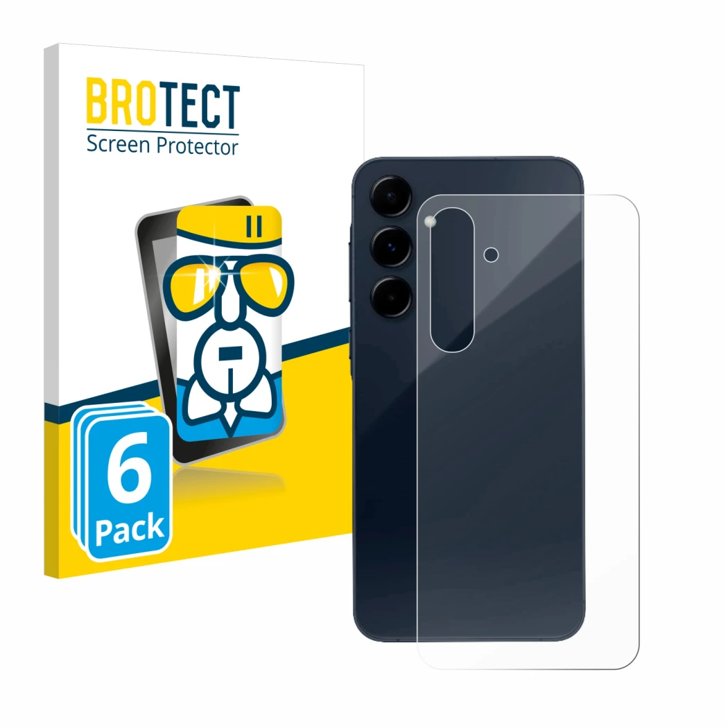 Front side of a product packaging with the brand logo BROTECT. Next to it is the device Samsung Galaxy A35 5G (Back) shown wit