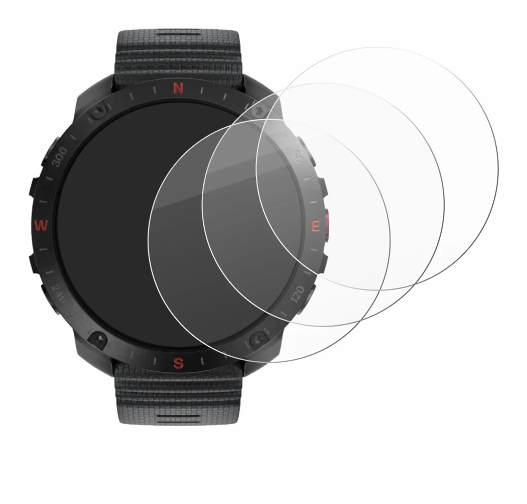 Image of the device Polar Grit X2 Pro with a wide variety of screen protectors.