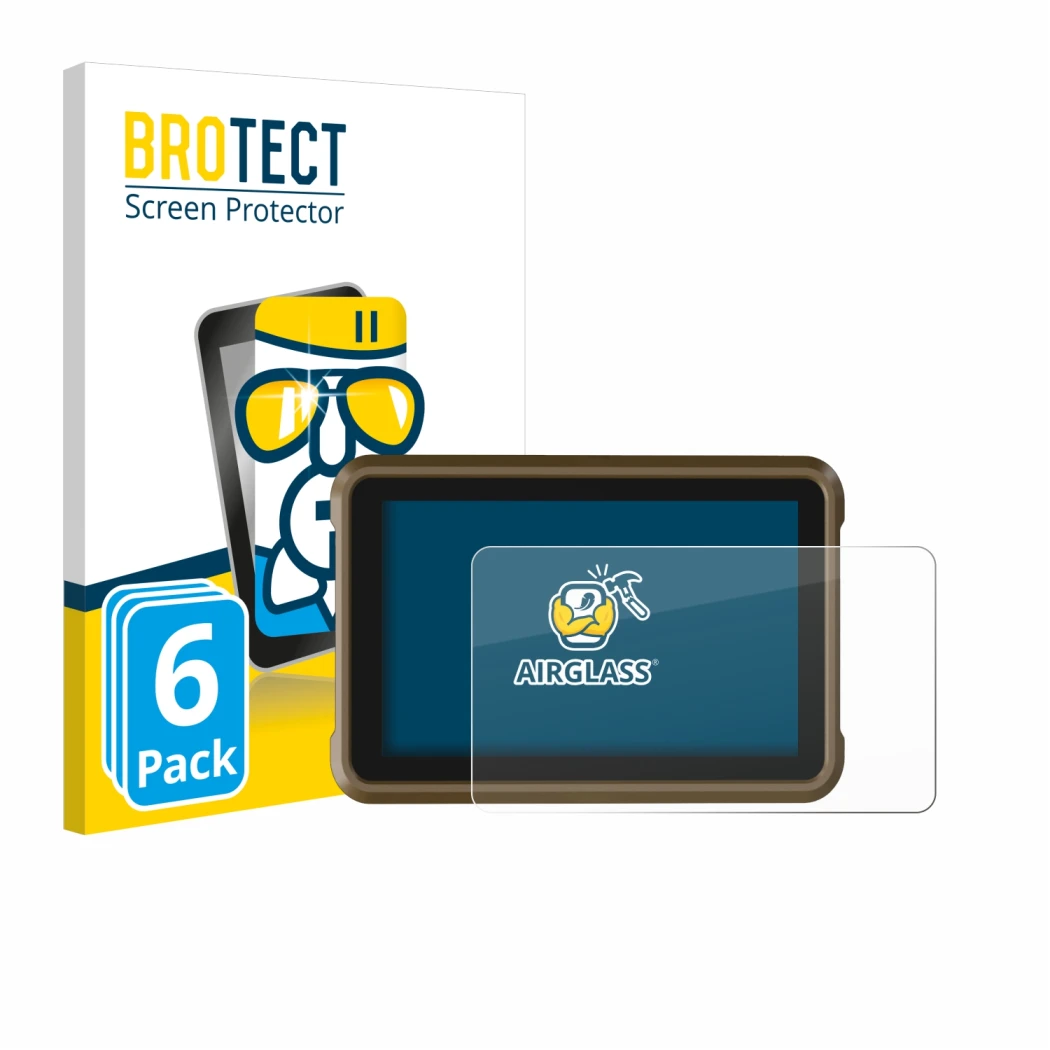 Front side of a product packaging with the brand logo BROTECT. Next to it is the device Atomos Ninja shown with the correspond