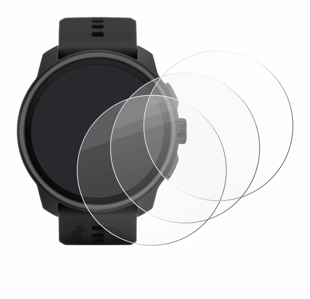 Image of the device Suunto Race S with a wide variety of screen protectors.