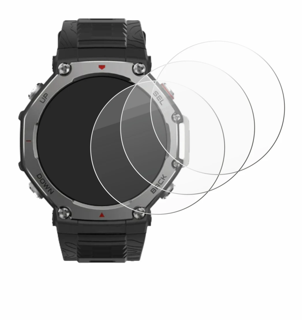 Image of the device Huami Amazfit T-Rex 3 with a wide variety of screen protectors.