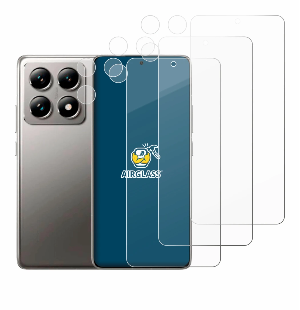 Image of the device Xiaomi 14T (Front+Camera) with a wide variety of screen protectors.