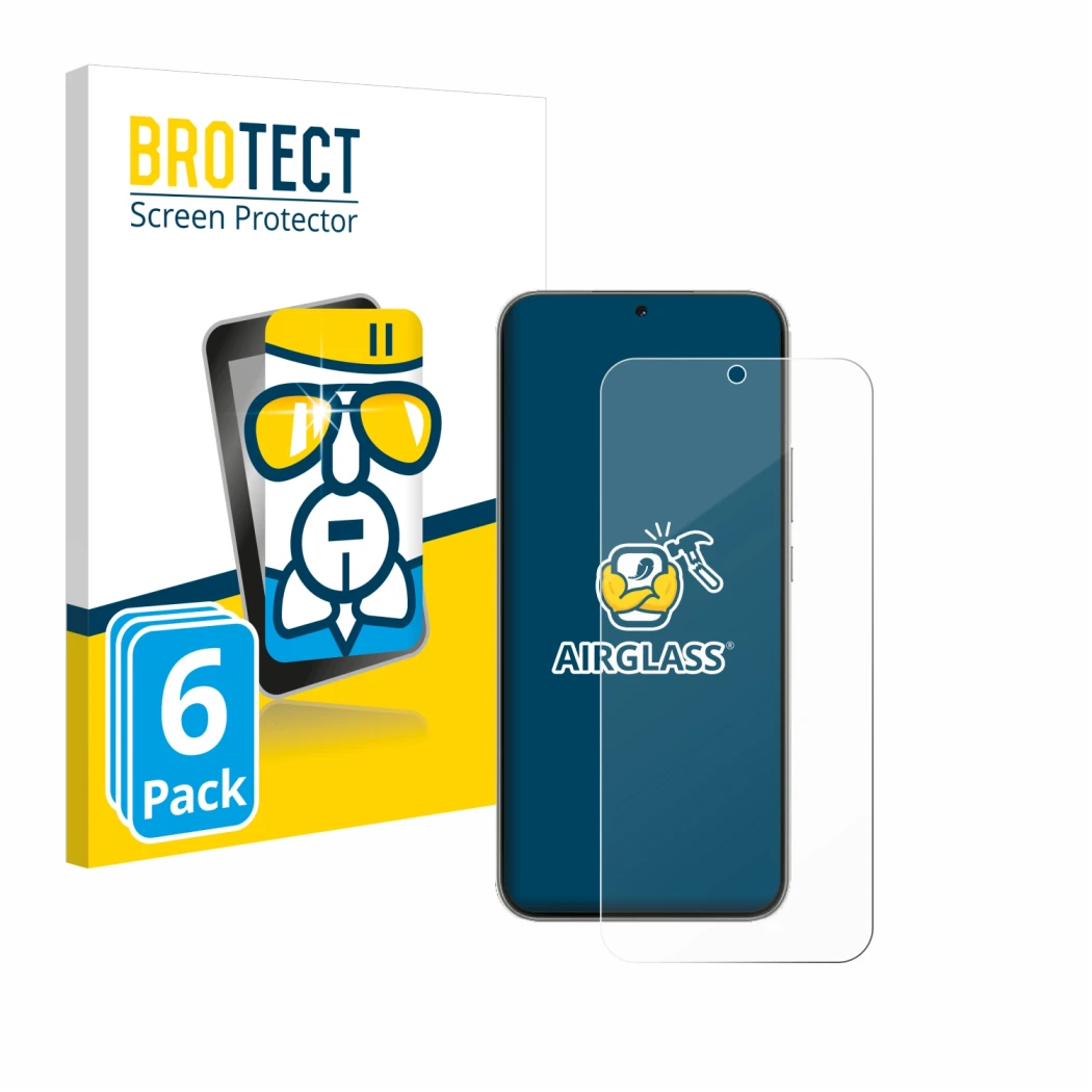 Front side of a product packaging with the brand logo BROTECT. Next to it is the device Huawei Nova 13 shown with the correspo