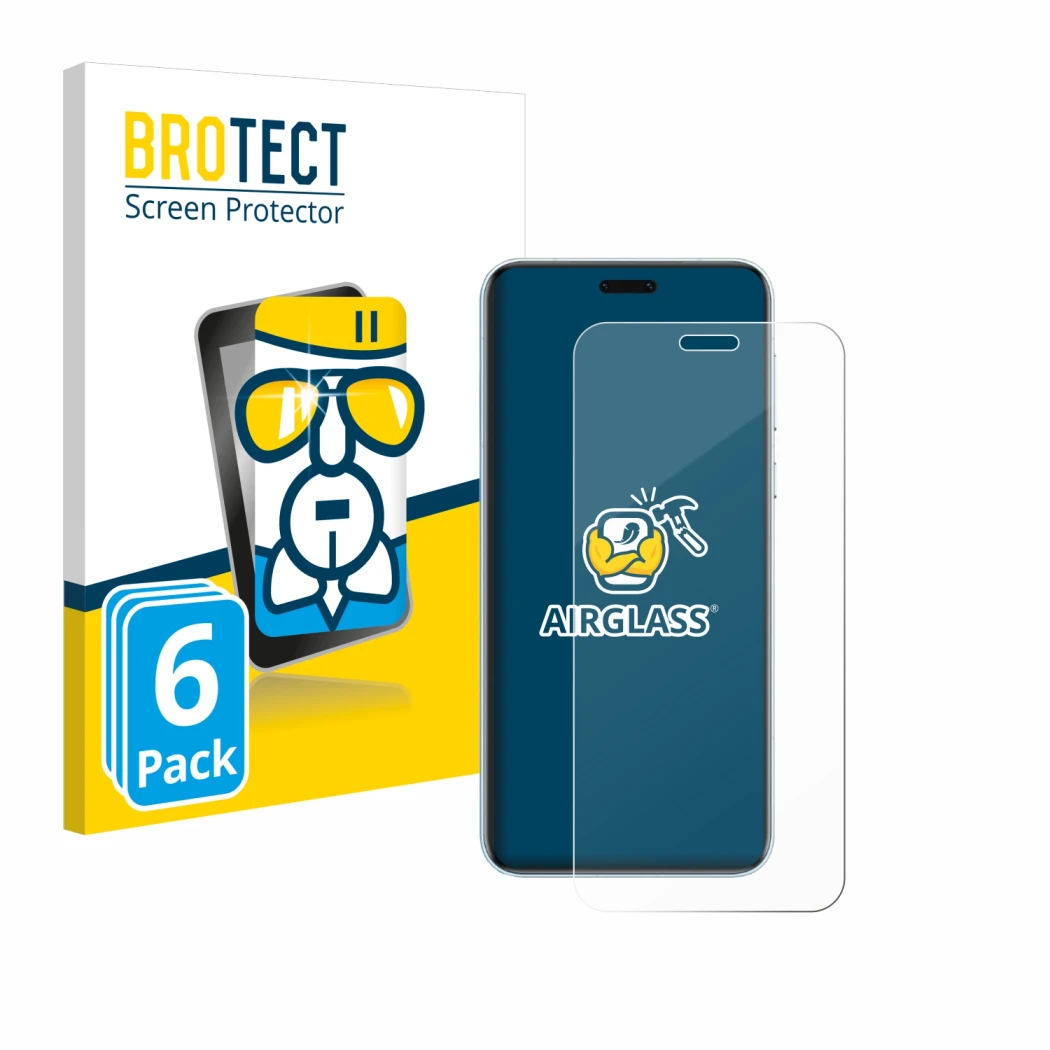 Front side of a product packaging with the brand logo BROTECT. Next to it is the device Honor Magic 7 RSR Porsche Design shown