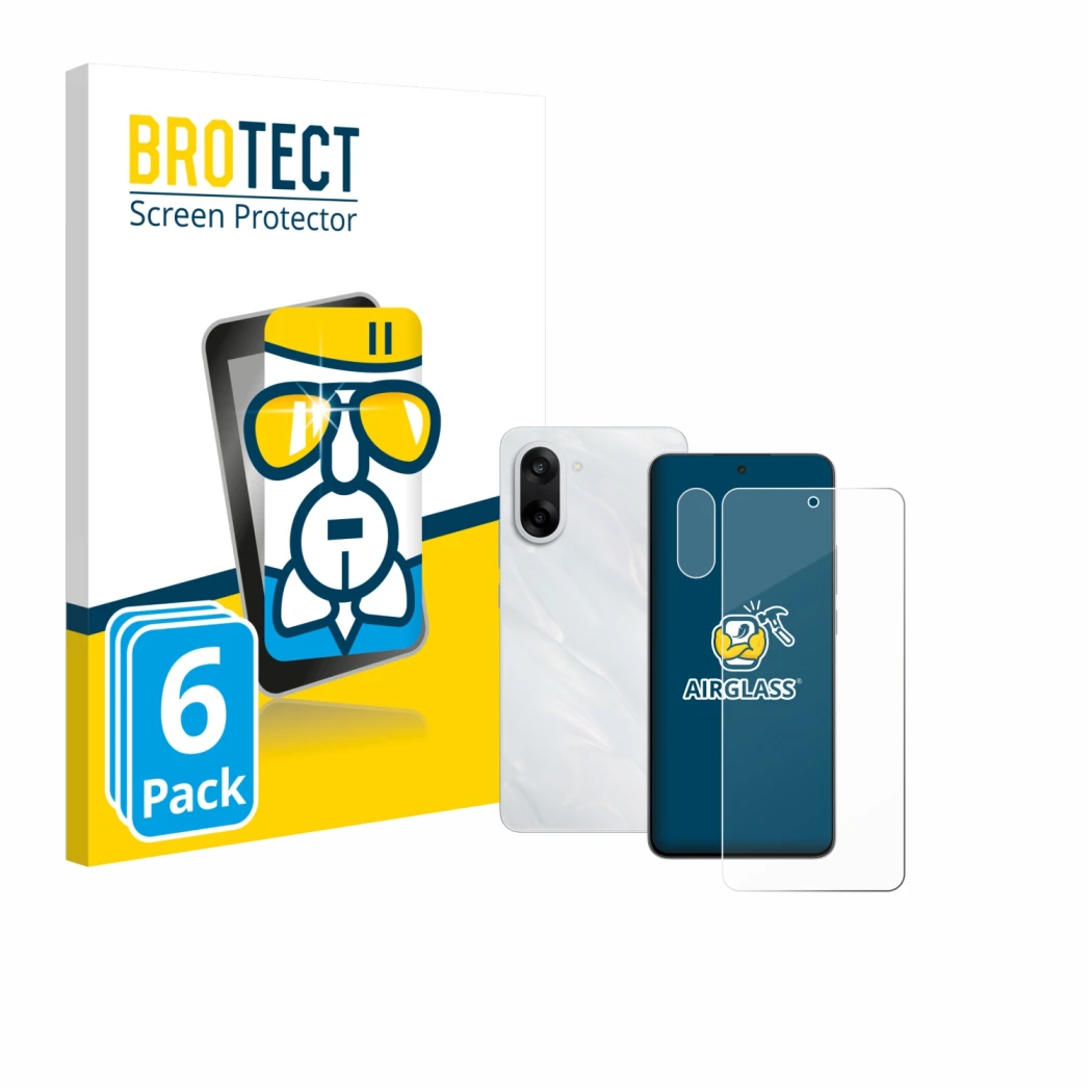 Front side of a product packaging with the brand logo BROTECT. Next to it is the device OnePlus Nord CE 5 (Front+Camera) shown