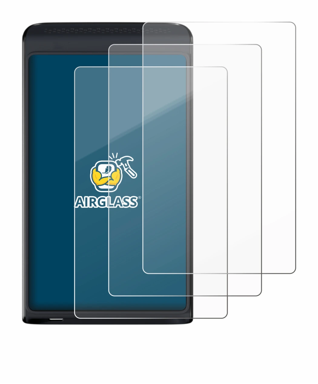 Image of the device Vasco Translator Q1 with a wide variety of screen protectors.