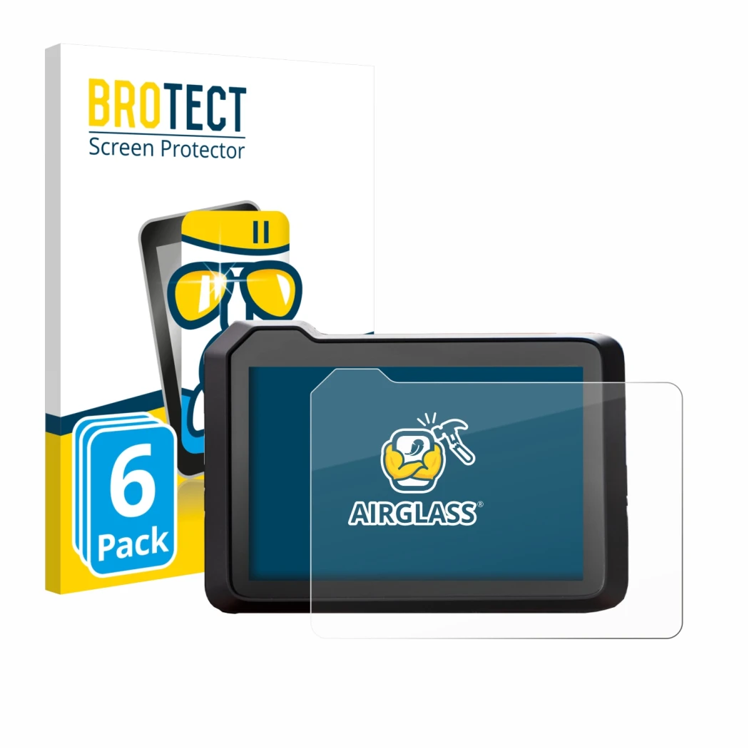 Front side of a product packaging with the brand logo BROTECT. Next to it is the device KTM 990 Duke 2024 shown with the corre