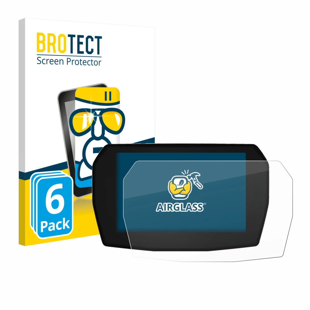 Front side of a product packaging with the brand logo BROTECT. Next to it is the device Ducati Panigale V2 2025 shown with the