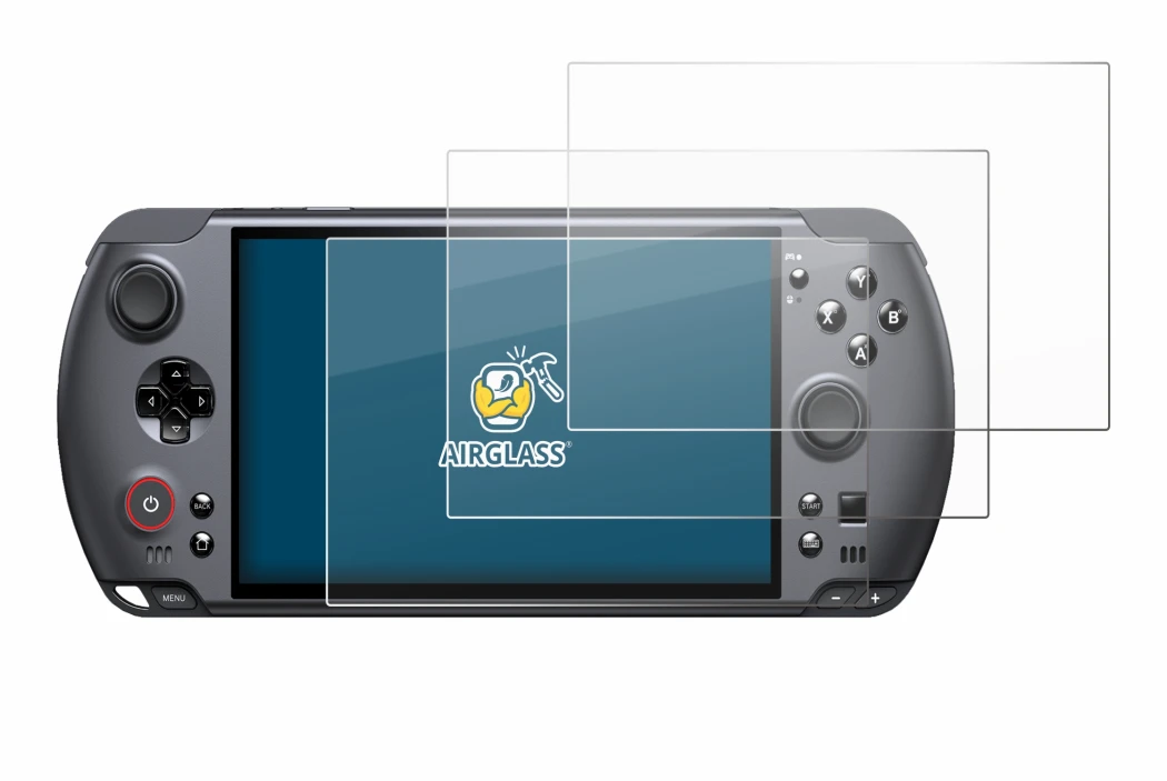 Image of the device GPD Win 5 with a wide variety of screen protectors.