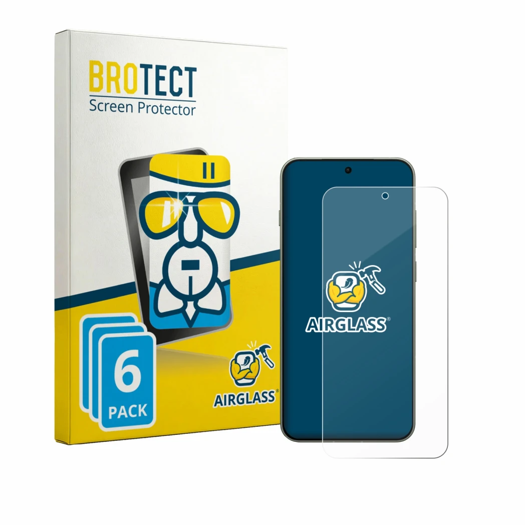 Front side of a product packaging with the brand logo BROTECT. Next to it is the device OnePlus 13s shown with the correspondi