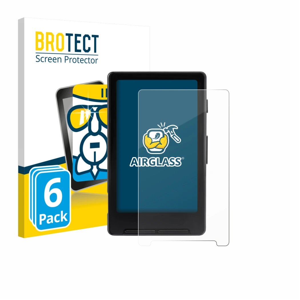 Front side of a product packaging with the brand logo BROTECT. Next to it is the device Xteink X4 shown with the corresponding