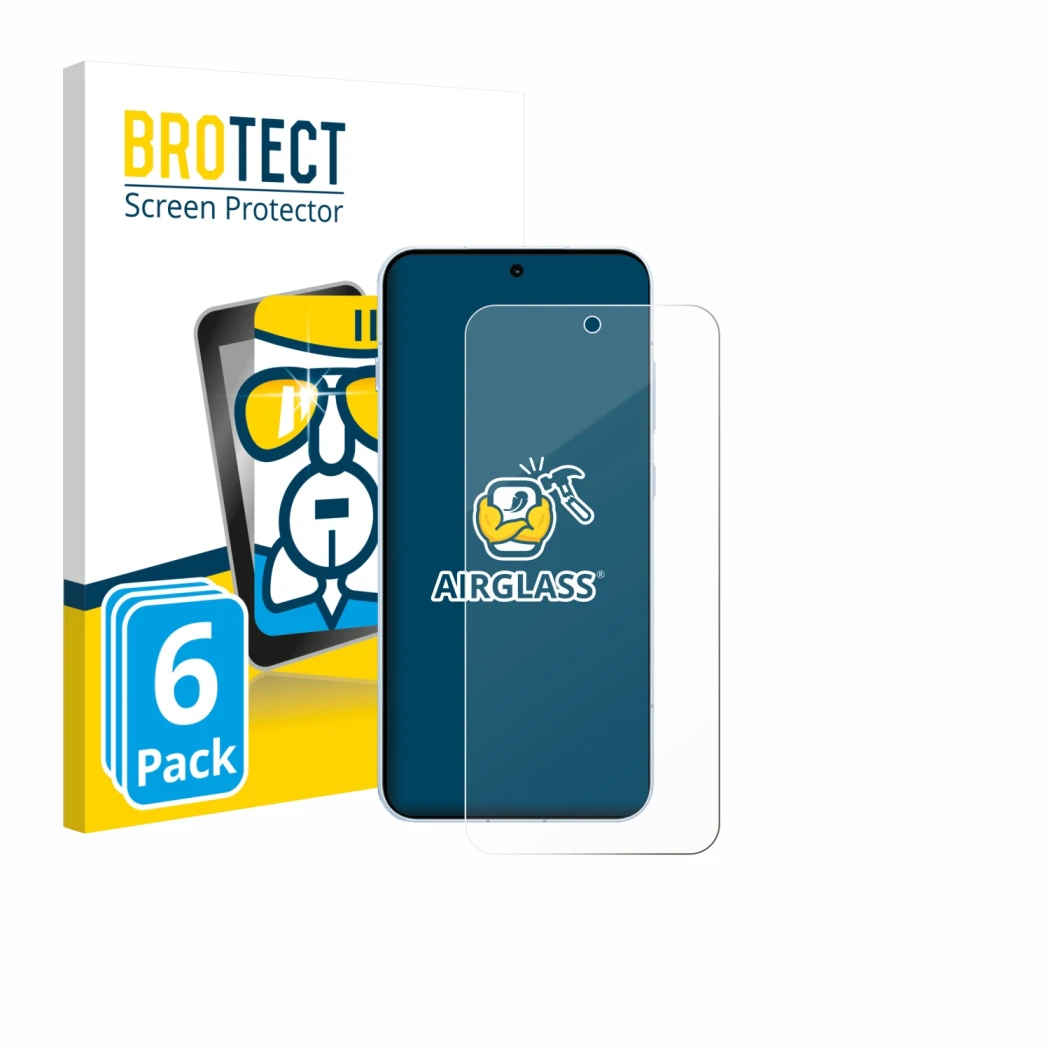 Front side of a product packaging with the brand logo BROTECT. Next to it is the device Oppo Find X8s shown with the correspon