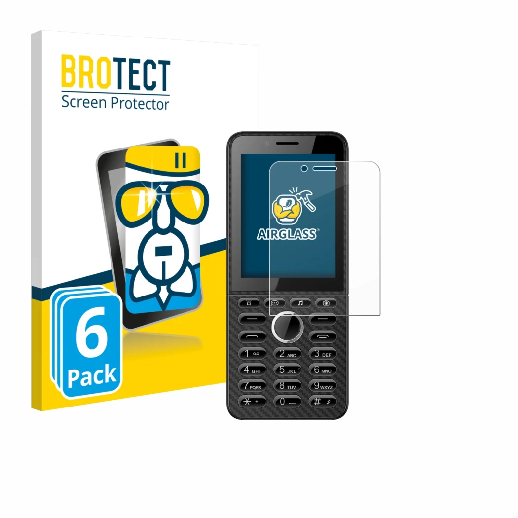 Front side of a product packaging with the brand logo BROTECT. Next to it is the device Energizer E288S shown with the corresp